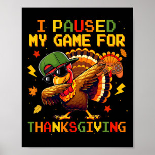 Affiche Joyeux Thanksgiving Jeux Dabbing Dinde Joueurs Hom