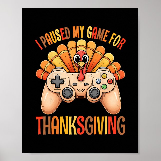 Affiche Joyeux Thanksgiving Jeux D'automne Dinde Garçons J (Devant)