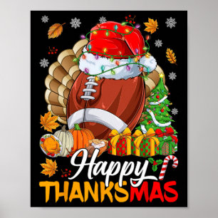 Affiche Joyeux Thanksmas Football Santa Hat Thanksgiving C