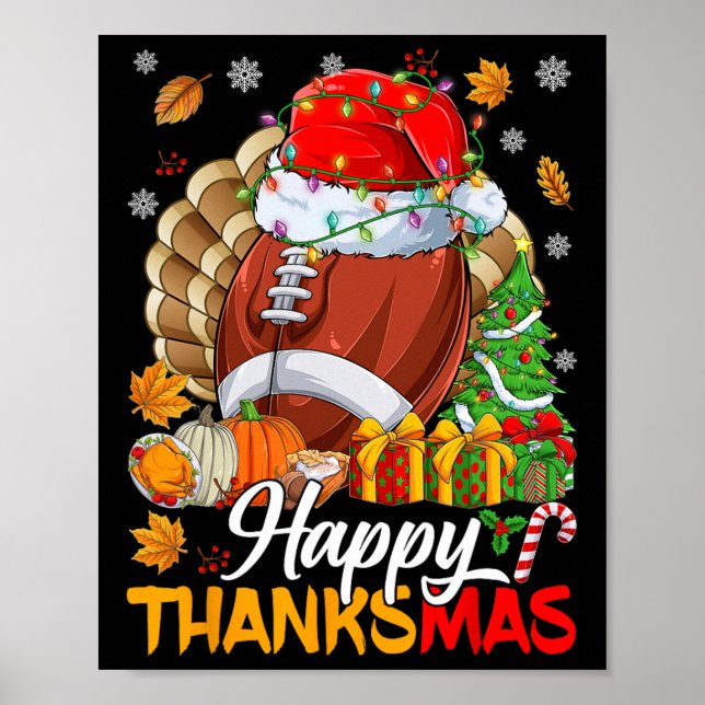 Affiche Joyeux Thanksmas Football Santa Hat Thanksgiving C (Devant)