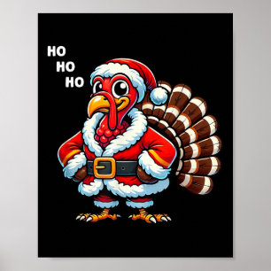 Affiche Joyeux Thanksmas Thanksgiving Dinde Xmas Drôle Enf