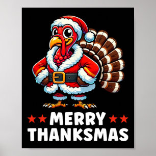 Affiche Joyeux Thanksmas Thanksgiving Turquie Noël Drôle