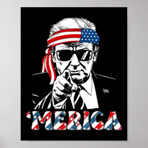 Affiche Joyeux Trump Vintage 4 juillet Patriotique merica
