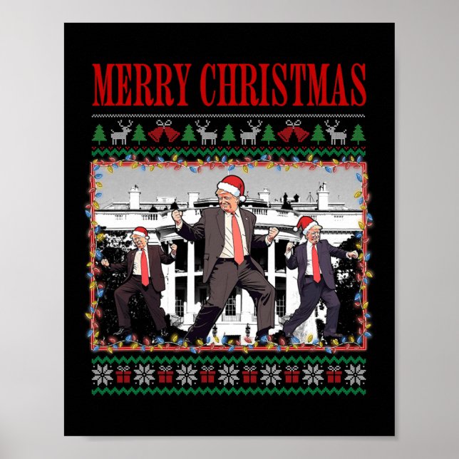 Affiche Joyeux Trumpmas - Danse du Père Noël Donald Trump (Devant)