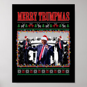 Affiche Joyeux Trumpmas Donald Trump Père Noël Famille Xma
