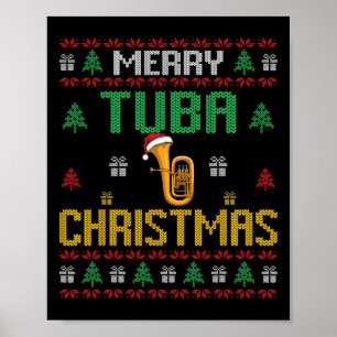 Affiche Joyeux Tuba Noël Drôle Tuba Joueur laides Noël H