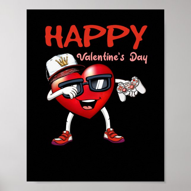 Affiche Joyeux Valentine Day Dab Heart Gamer Valentine Boy (Devant)