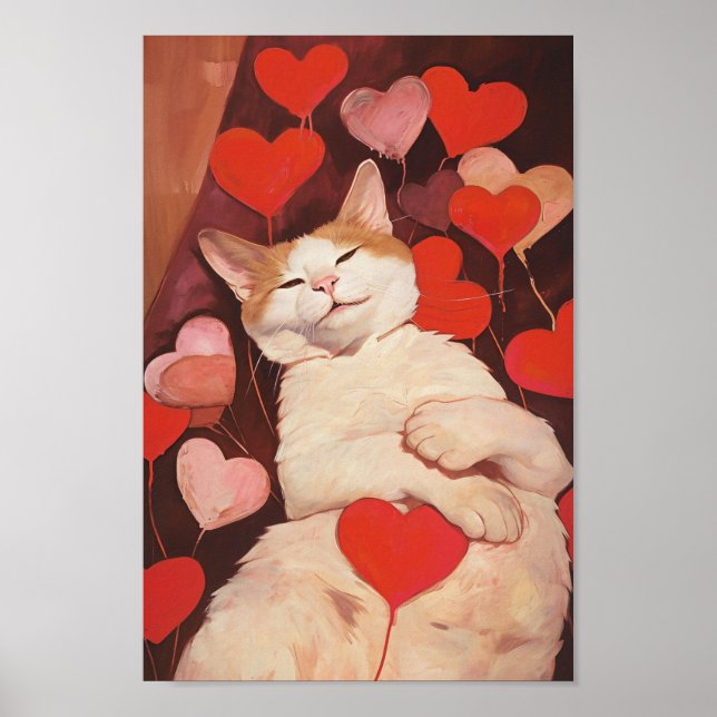 Affiche Joyeux Valentines Chat (Devant)