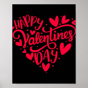 Affiche Joyeux Valentines Jour Saint Valentin Forme de coe