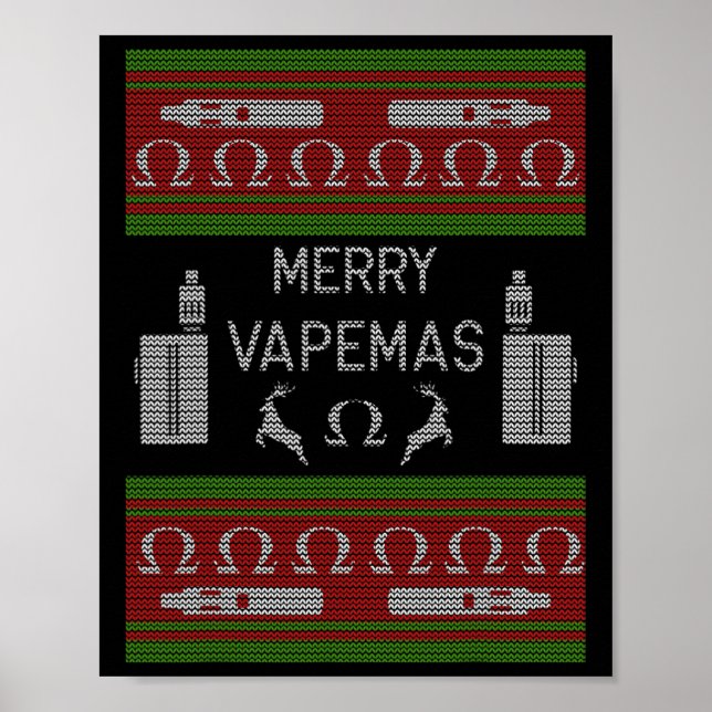 Affiche Joyeux Vapemas - Vapeur Vaping laide de Noël (Devant)