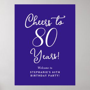 Affiche Joyeux Violet 80 Ans Anniversaire de Naissance Bie