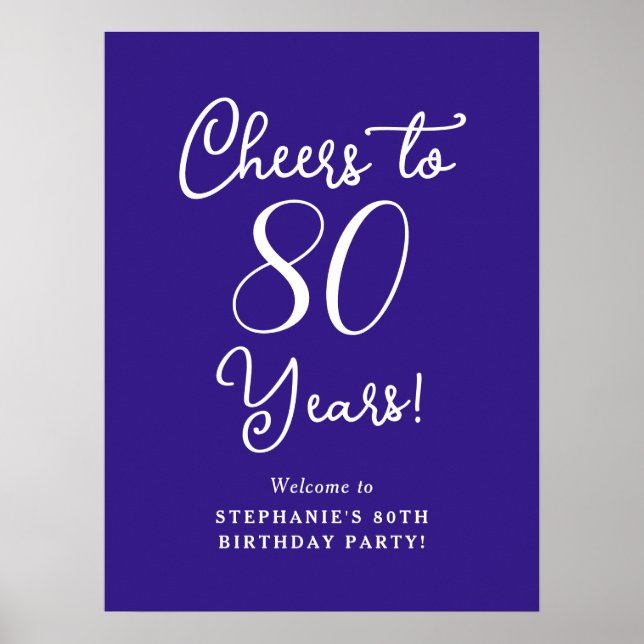 Affiche Joyeux Violet 80 Ans Anniversaire de Naissance Bie (Devant)