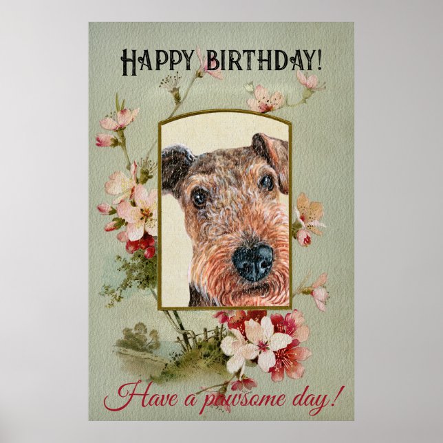 Affiche Joyeux voeux d'anniversaire Airedale terrier (Devant)