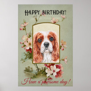 Affiche Joyeux voeux d'anniversaire Roi Charles Spaniel
