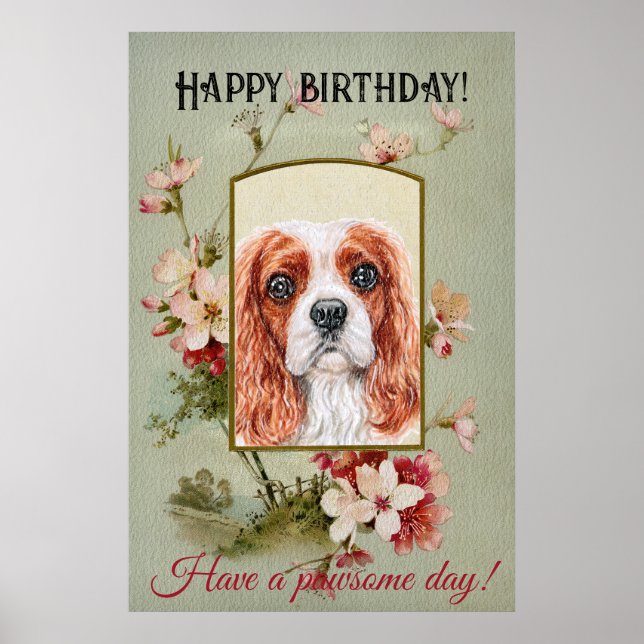 Affiche Joyeux voeux d'anniversaire Roi Charles Spaniel (Devant)