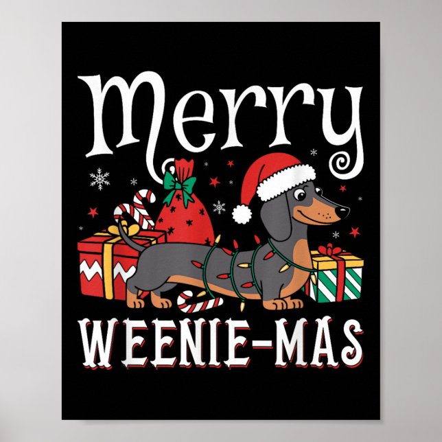 Affiche Joyeux Weenie-mas Weenie Noël Dachshund (Devant)