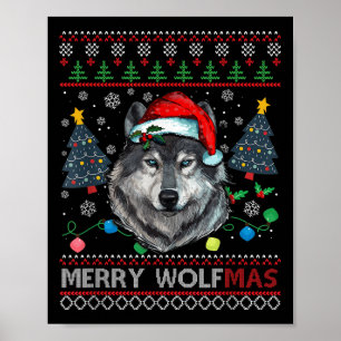 Affiche Joyeux Wolfmas Joyeux Noël Loup Sweat Ugly Fu