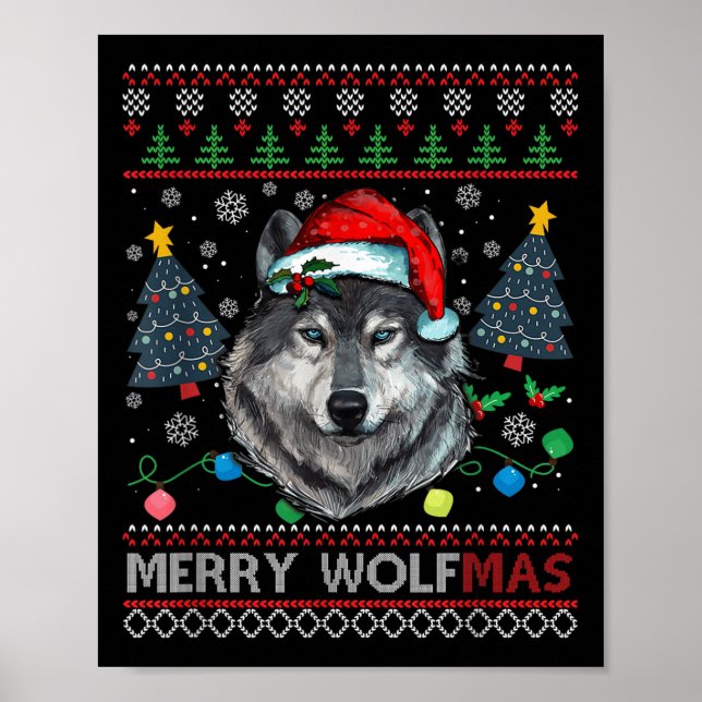 Affiche Joyeux Wolfmas Joyeux Noël Loup Sweat Ugly Fu (Devant)