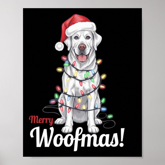 Affiche Joyeux Woofmas Argent Labrador Chien Décor clair C (Devant)
