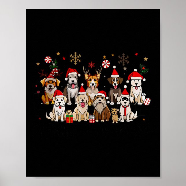 Affiche Joyeux Woofmas Funny Chiens Noël (Devant)