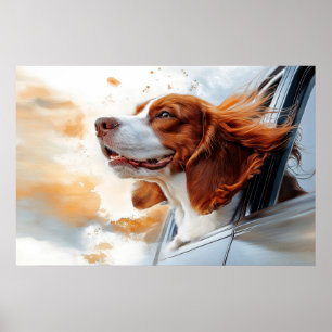 Affiche Joyful Dog in the Wind Art Print