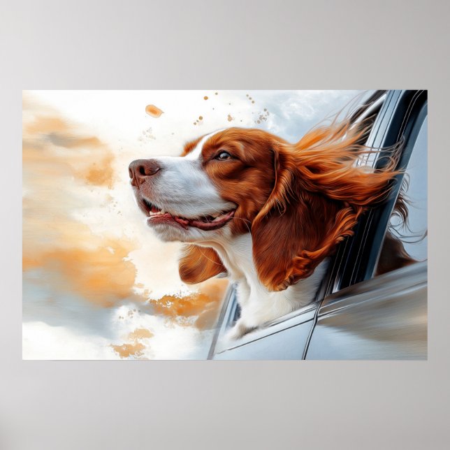 Affiche Joyful Dog in the Wind Art Print (Devant)