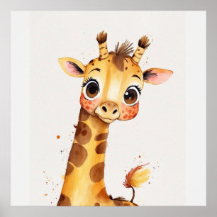 Affiche Joyful Giraffe Nursery aquarelle peinture