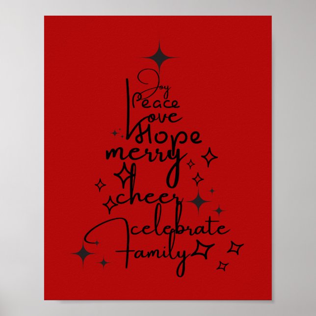 Affiche Joyful Holiday Tree - Typographie Art Mots Festif (Devant)