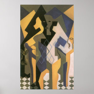 Affiche Juan Gris - Harlequin with table