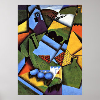 Affiche Juan Gris - Paysage avec maisons à Ceret