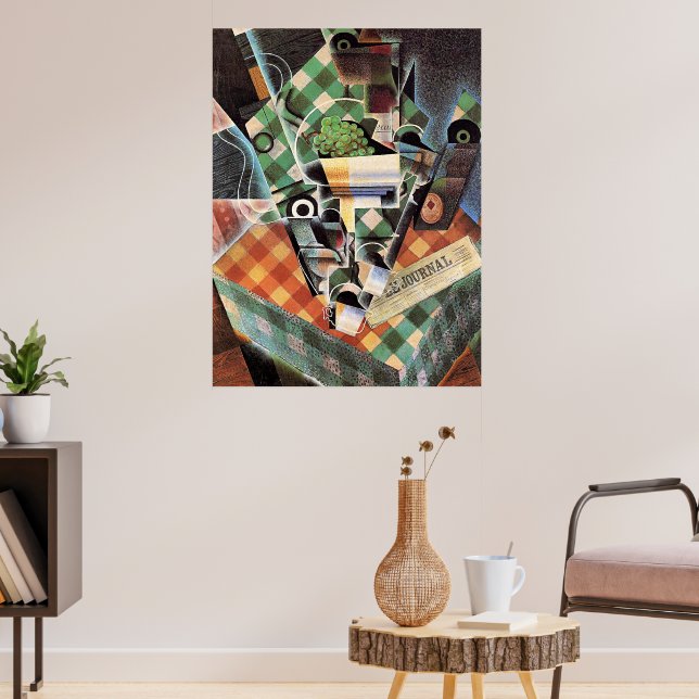 Affiche Juan Gris - Vie morte avec nappes à carreaux (Salon 3)