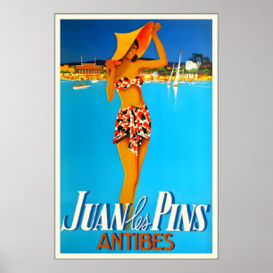 Affiche Juan Les Pins Antibes Côte d'Azur Riviera français