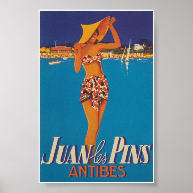 Affiche Juan Les Pins Antibes Vintage voyage France (Devant)