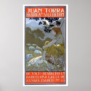 Affiche Juan Torra Fabrica Salchicon Vintage