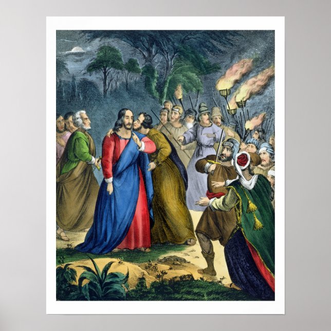 Affiche Judas trahit son Maître, d'une bible imprimée par (Devant)
