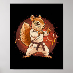Affiche Judo Écureuil Battement de coeur Kickboxing Taekwo