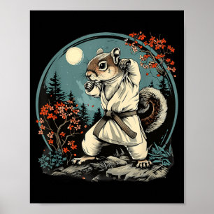 Affiche Judo Écureuil Kickboxing Lune Arts Martiaux Judo