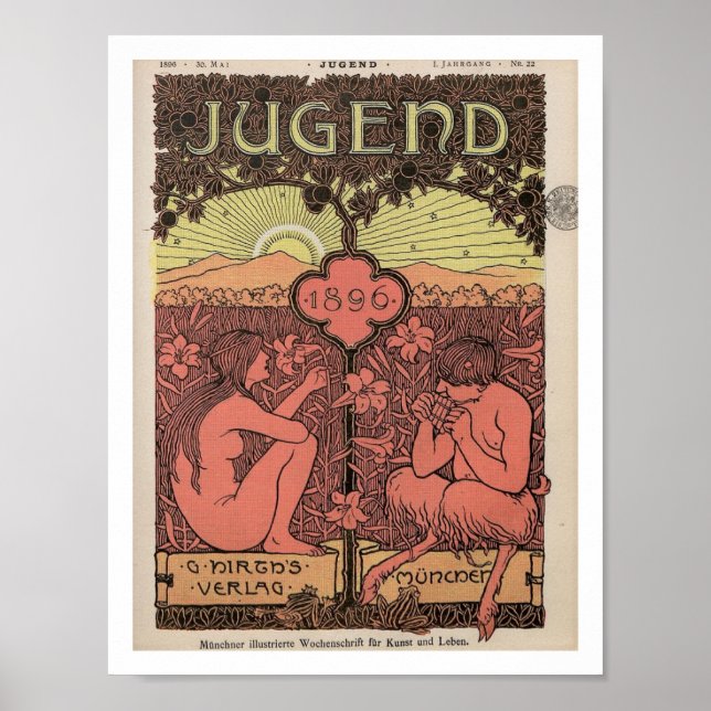 Affiche Jugend, Jeunesse, magazine allemand, années 1800 (Devant)