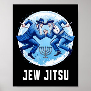 Affiche Juif Juif Jitsu Drôle Hanoukka Rabbi Karate Chanu