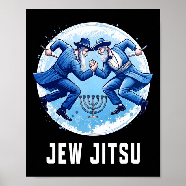 Affiche Juif Juif Jitsu Drôle Hanoukka Rabbi Karate Chanu (Devant)