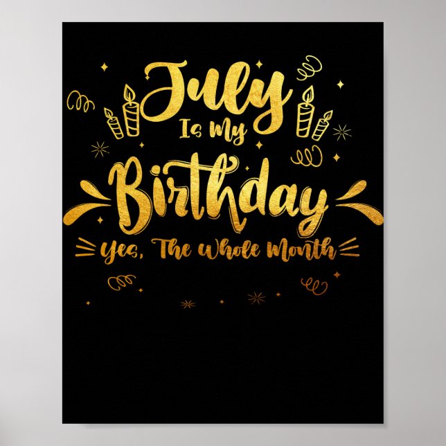 Affiche Juillet Est Mon Anniversaire Oui Tout Le Mois (Devant)