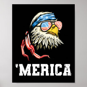 Affiche Juillet Merica Usa Drapeau Aigle Patriotique Veter