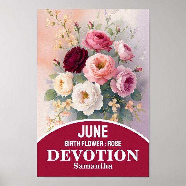 Affiche Juin Mois de la naissance Fleur Christian Mur Art (Devant)