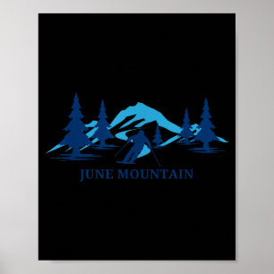 Affiche Juin montagne californie station de ski skieur