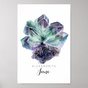 Affiche Juin Pierre de naissance - Aquarelle Alexandrite  