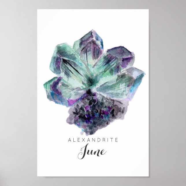Affiche Juin Pierre de naissance - Aquarelle Alexandrite | (Devant)