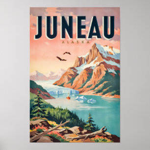 Affiche Juinau Illustration de Glacier d'Alaska Art de Voy