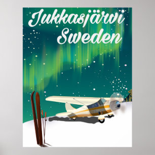 Affiche Jukkasjärvi Suède vacances aurores boréales affich