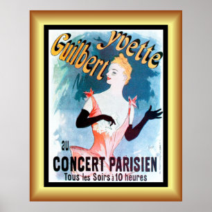 Affiche Jules Cheret ~ Art Nouveau ~ Yvette Guilbert ~ Po