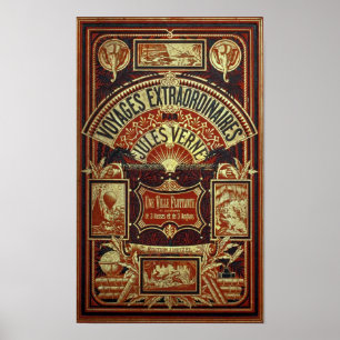 Affiche Jules Verne Ancien Livre Couverture